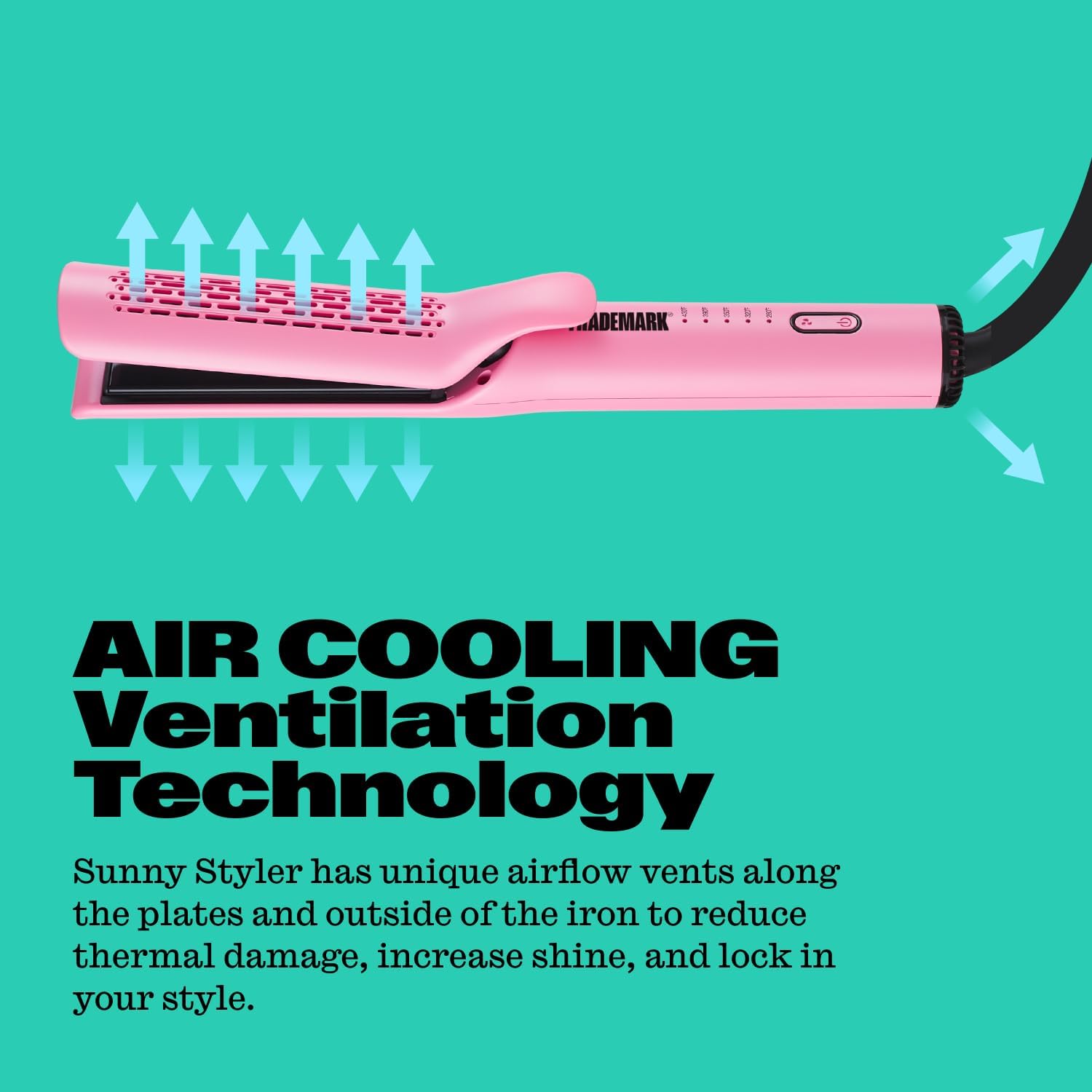 Sunny Styler – Plancha plana para peinar, alisador y rizador de pelo 2 en 1, placas de cerámica, revestimiento de turmalina, rejillas de ventilación
