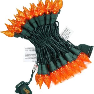 Guirnalda de luces naranjas de Halloween, 70 luces LED de cristal C5 con certificación UL, luces de Navidad para uso en interiores y exteriores, Guirnalda de luces naranjas de Halloween, 70 luces LED de cristal C5 con certificación UL, luces de Navidad para uso en interiores y exteriores,