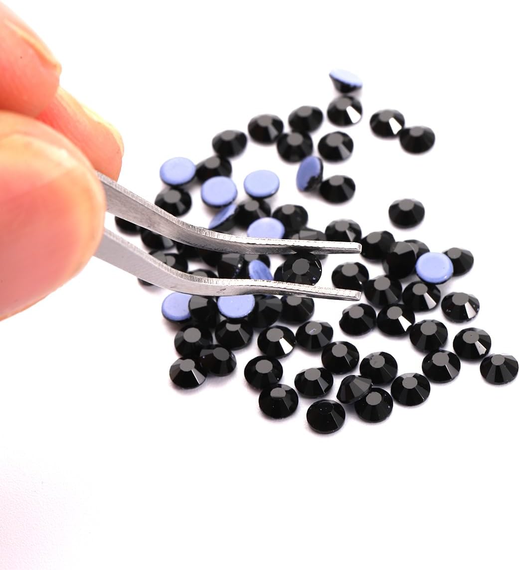 SS20 – Diamantes de imitación termoadhesivos negros a granel, 1440 piezas de diamantes de imitación de cristales con parte trasera plana para