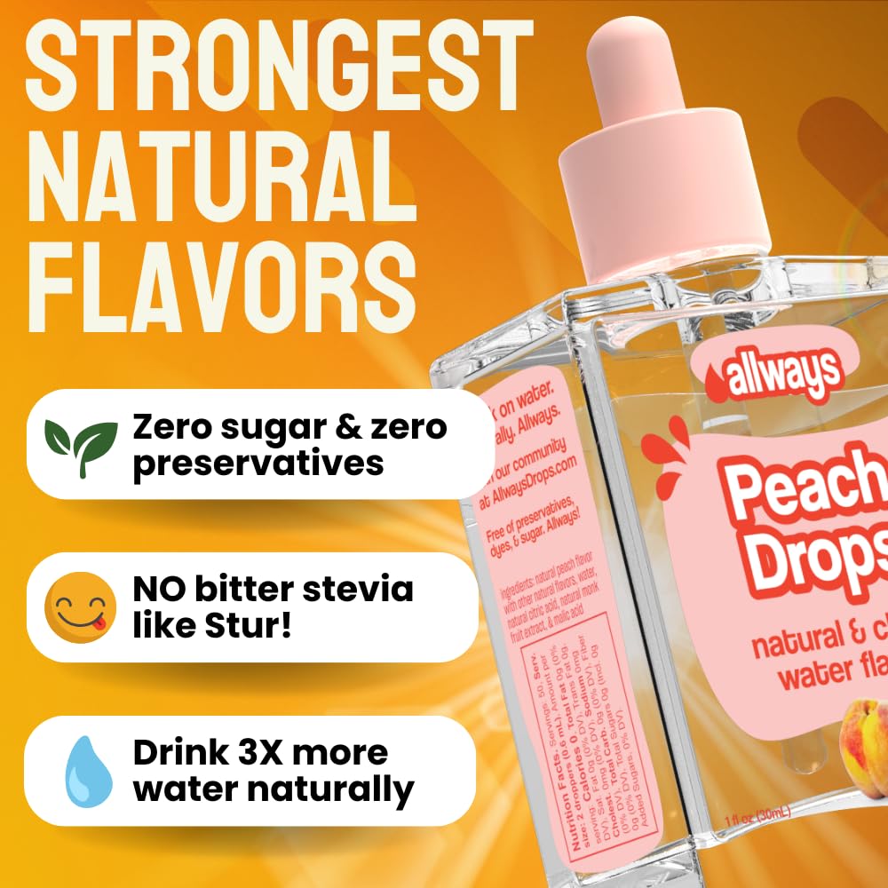 Allways Drops, Mezcla de bebida líquida potenciadora de agua, gotas de sabor natural, sin azúcar, sin artificiales, sin sucralosa, sin tintes, hace