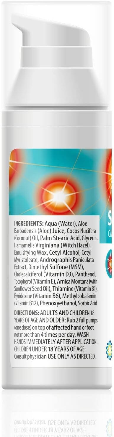 Vita Sciences Sciaticream CF Crema calmante rápida para el nervio ciático con base de árnica, B1, B5, B6, MSM, aloe y aceite de coco. Sin