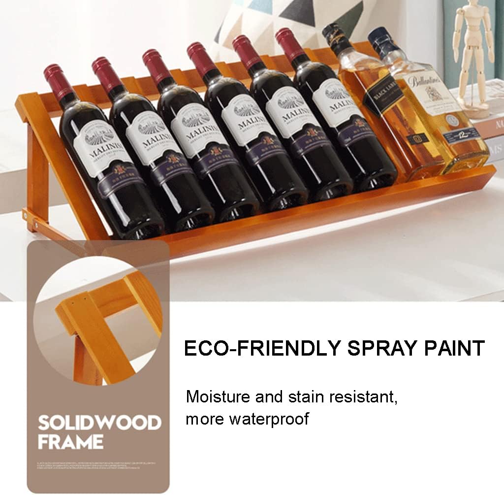 Estante de madera para vino, 5 estantes de almacenamiento de vino de pie para encimera, soportes rústicos para botellas de vino con diseño moderno