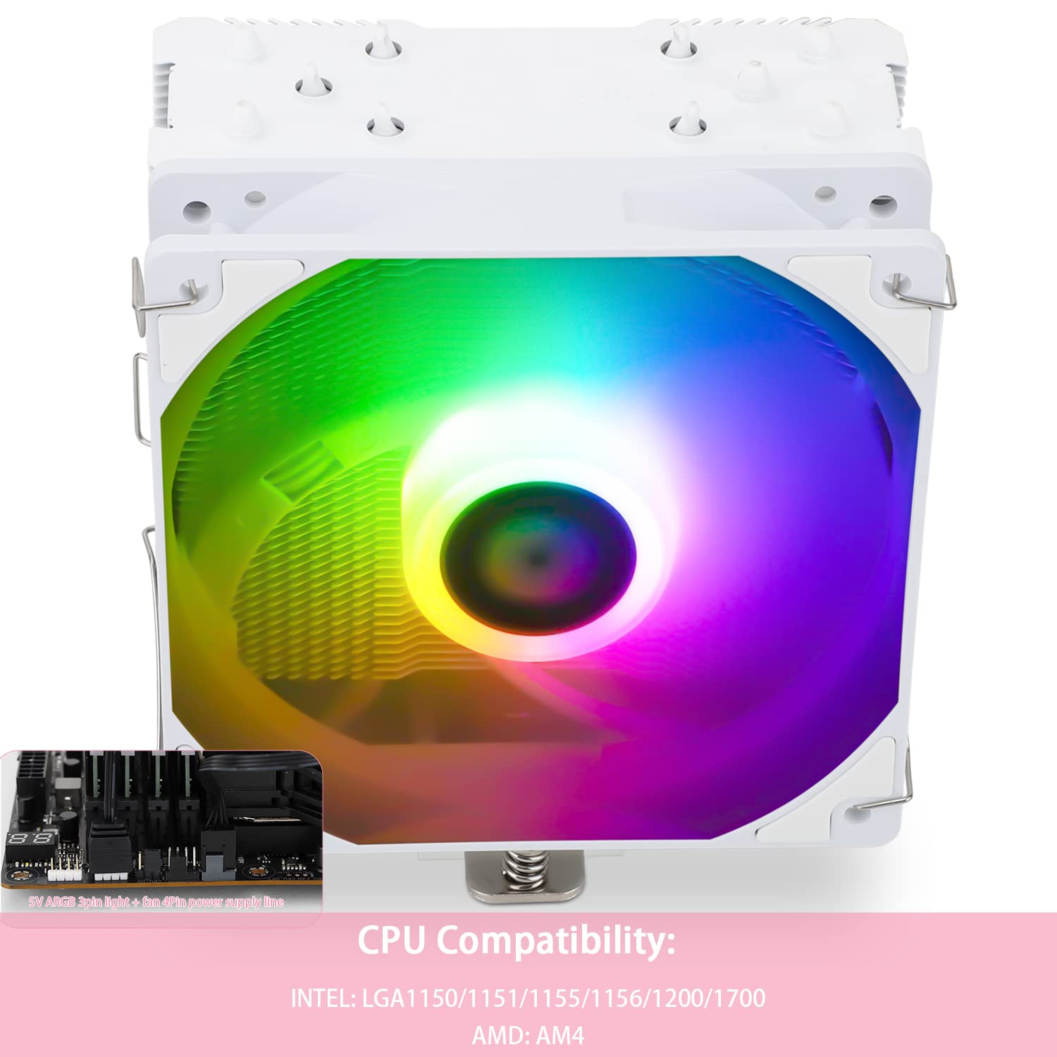 Thermalright Assassin King 120 SE – Enfriador de aire para CPU ARGB blanco, AK120 SE White ARB, 5 tubos de calor, enfriador de CPU silencioso