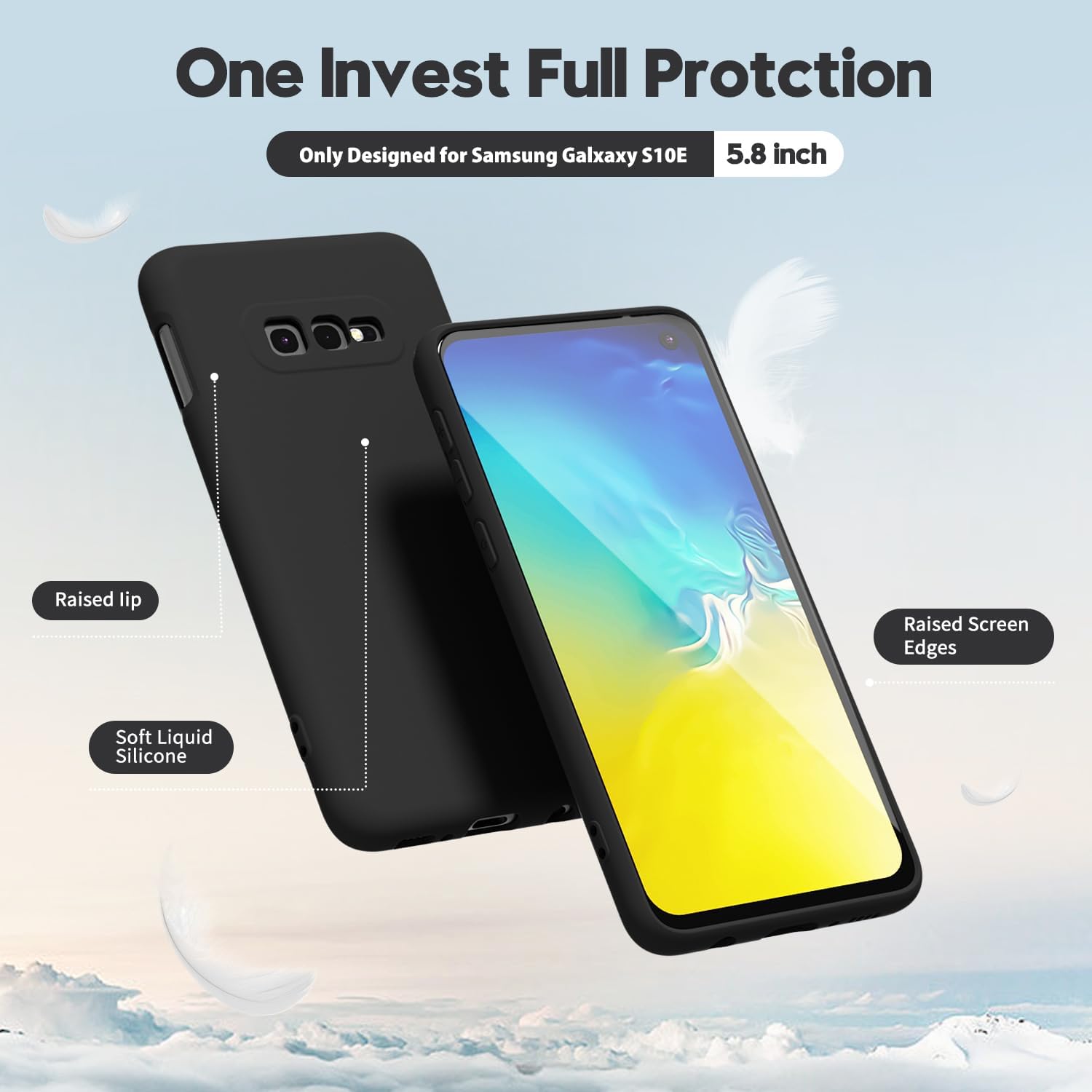 oakxco Diseñada para Samsung Galaxy S10e, funda de silicona líquida, bonita funda delgada y delgada de goma suave de poliuretano termoplástico (TPU)