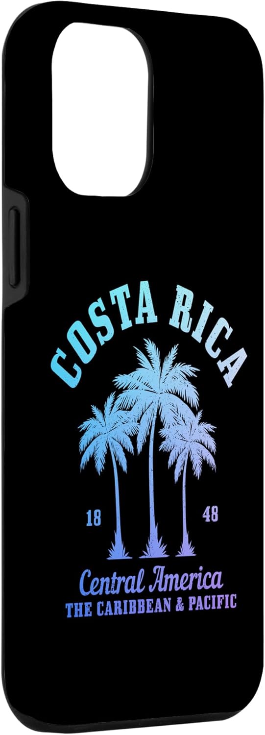 iPhone 14 Pro Max Costa Rica Souvenirs Vintage Palmeras Surf Beach Case