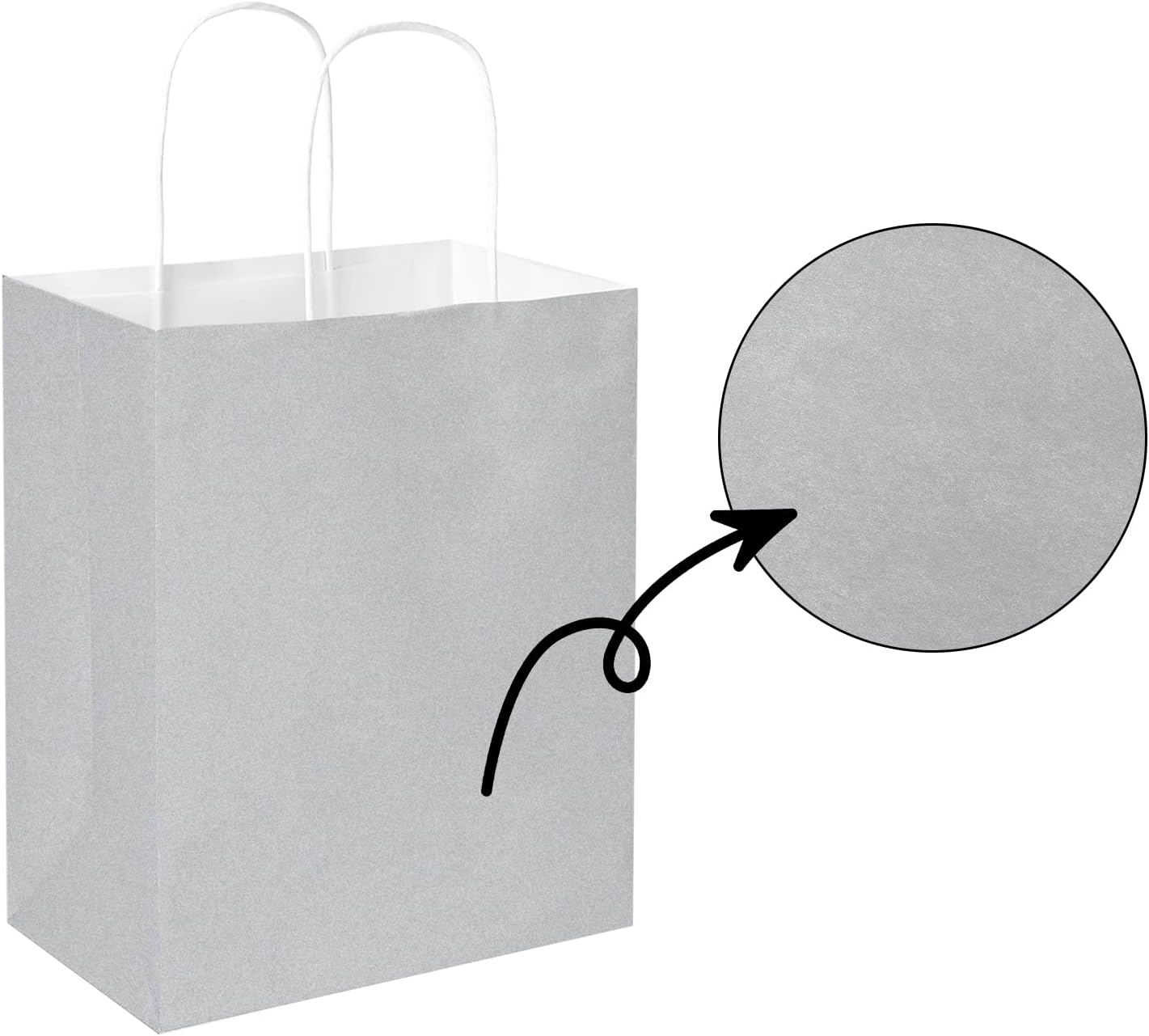 Oikss Paquete de 50 bolsas de papel medianas de 8 x 4.75 x 10 pulgadas con asas, bolsas de papel kraft a granel, bolsas de papel kraft para