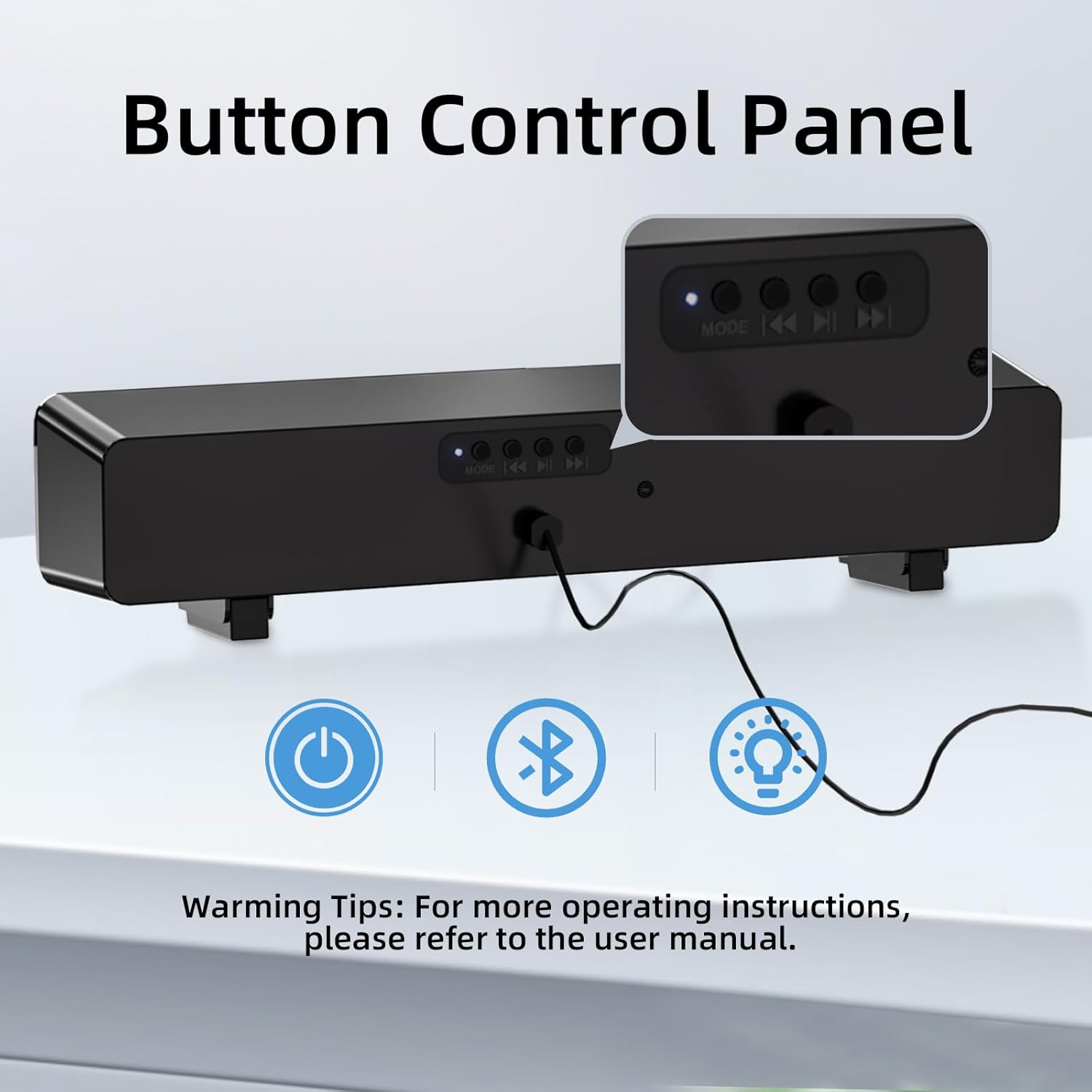 MARBOO Actualizado Altavoces de computadora para escritorio, barra de sonido Bluetooth, conexión auxiliar de 0.138 in, altavoces alimentados por USB