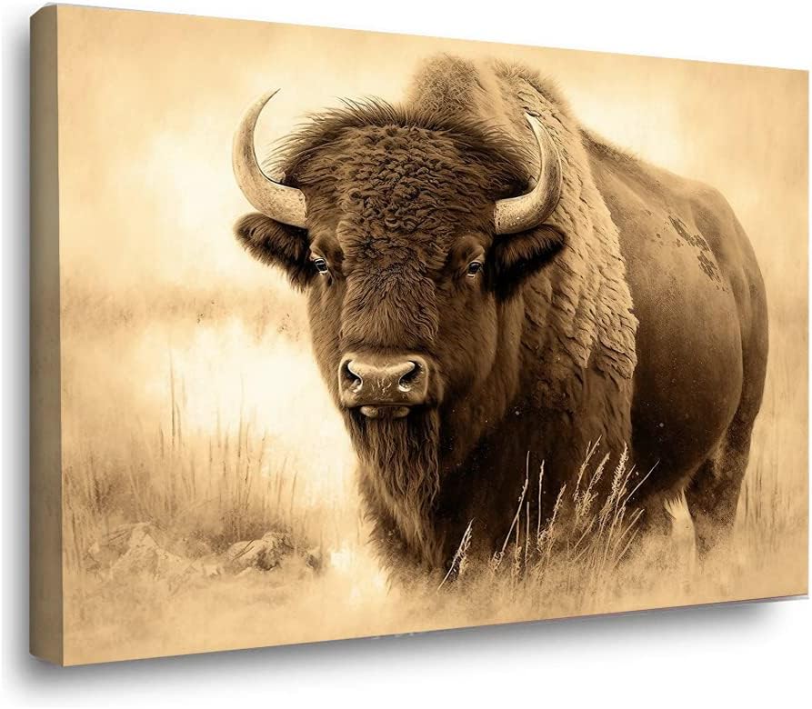 QQLADY Arte de pared de bisonte, arte de búfalo, arte de pared de búfalo, impresiones de búfalo, decoración inspirada en la naturaleza, decoración