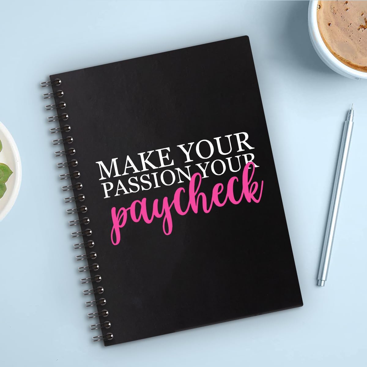 Haz tu pasión tu cheque de pago, 160 páginas, cuadernos en espiral de 6 x 8 pulgadas para escribir y dibujar, divertido diario negro o regalo diario