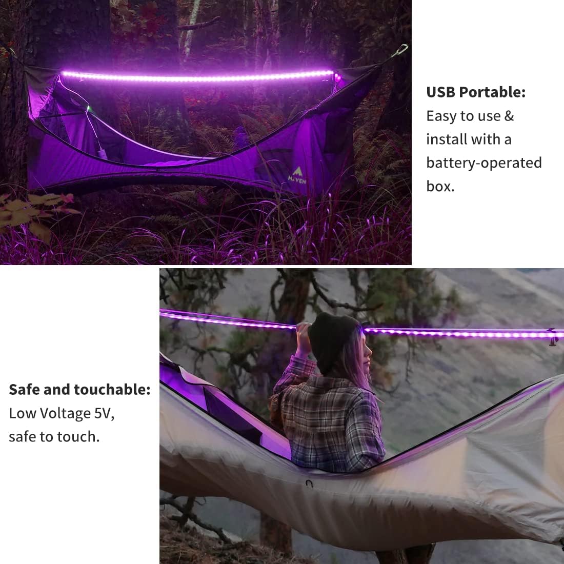 Tira de luz negra de 16.4 pies con enchufe USB + caja de batería, accesorio de luz negra adhesiva de 300 LED, funciona con batería y USB para fiesta
