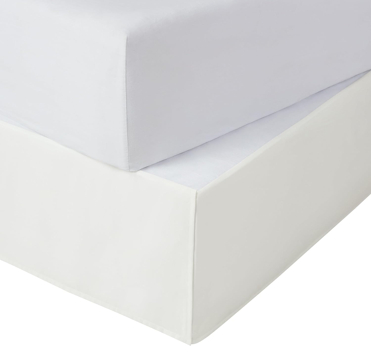 SERTA Falda de cama sólida moderna, con volantes de calidad de hotel con caída de 13 pulgadas, lavable a máquina, tamaño Queen, color blanco