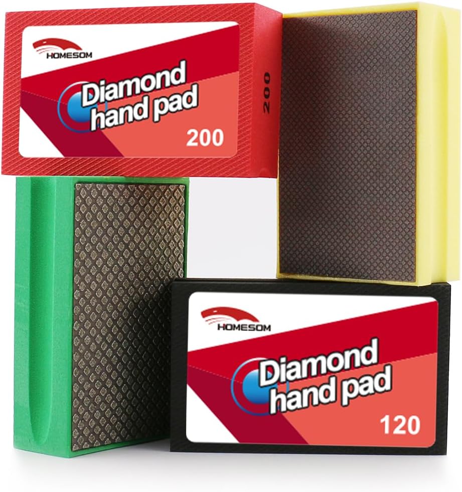HOMESOM Almohadillas de pulido a mano de diamante galvanizado Almohadilla de pulido de vidrio de grano Piedra Mármol Cerámica Mano DIY Herramienta 4