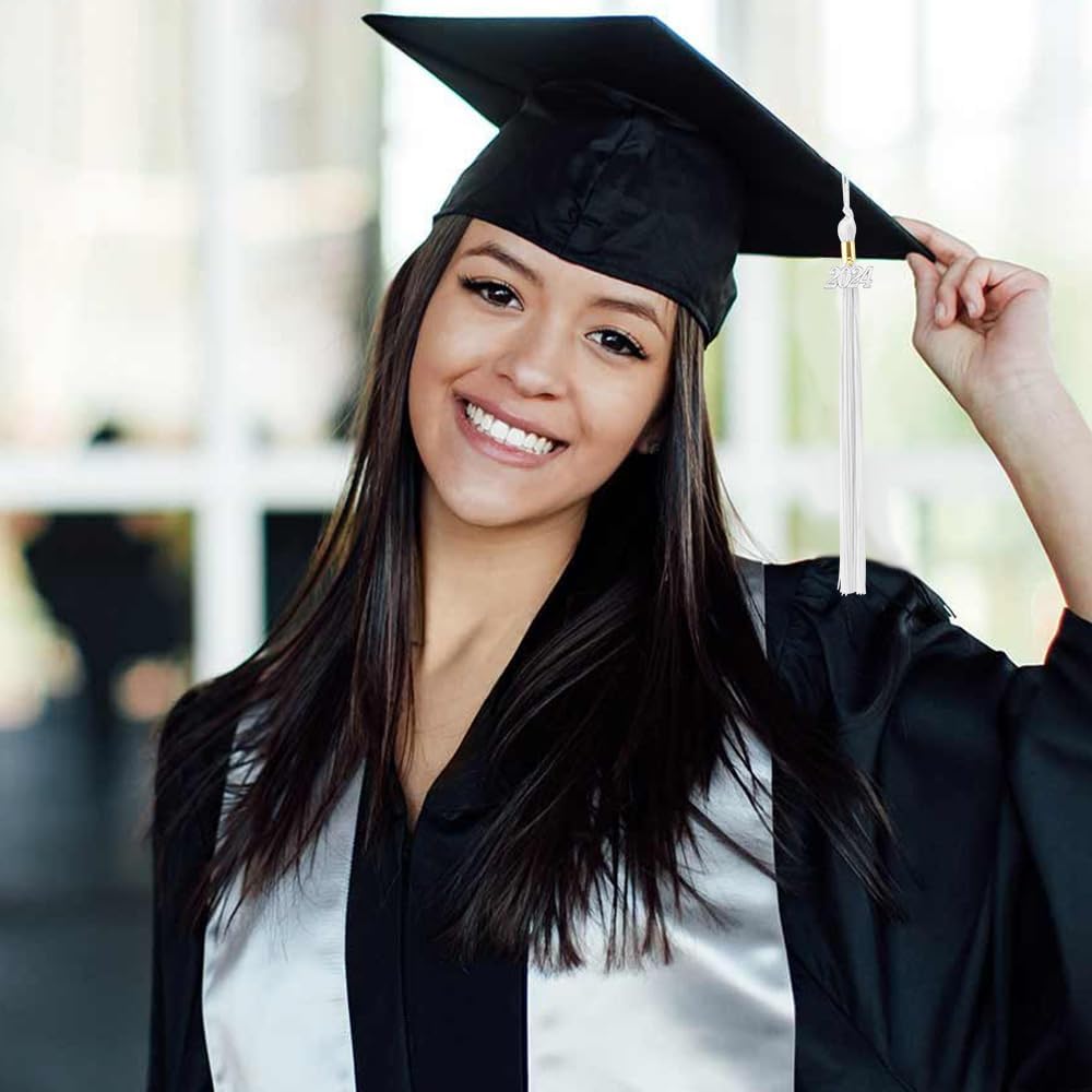 2 borlas de graduación académica 2024 borla para graduación 2024 borla para graduación, sombrero, decoración borla con el dije de plata del año
