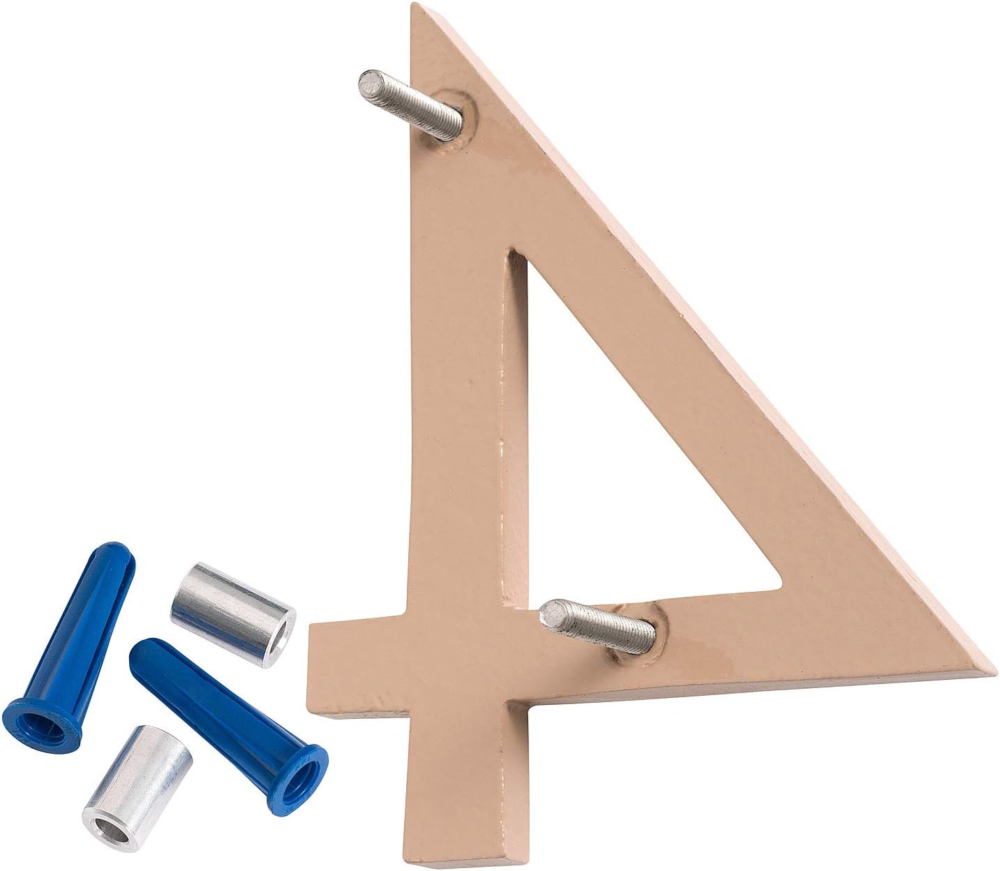 Montague Metal Products MHN-04-F-TE2-4 Números de casa de dirección flotantes modernos de aluminio cepillado macizo, 4 pulgadas, níquel satinado con