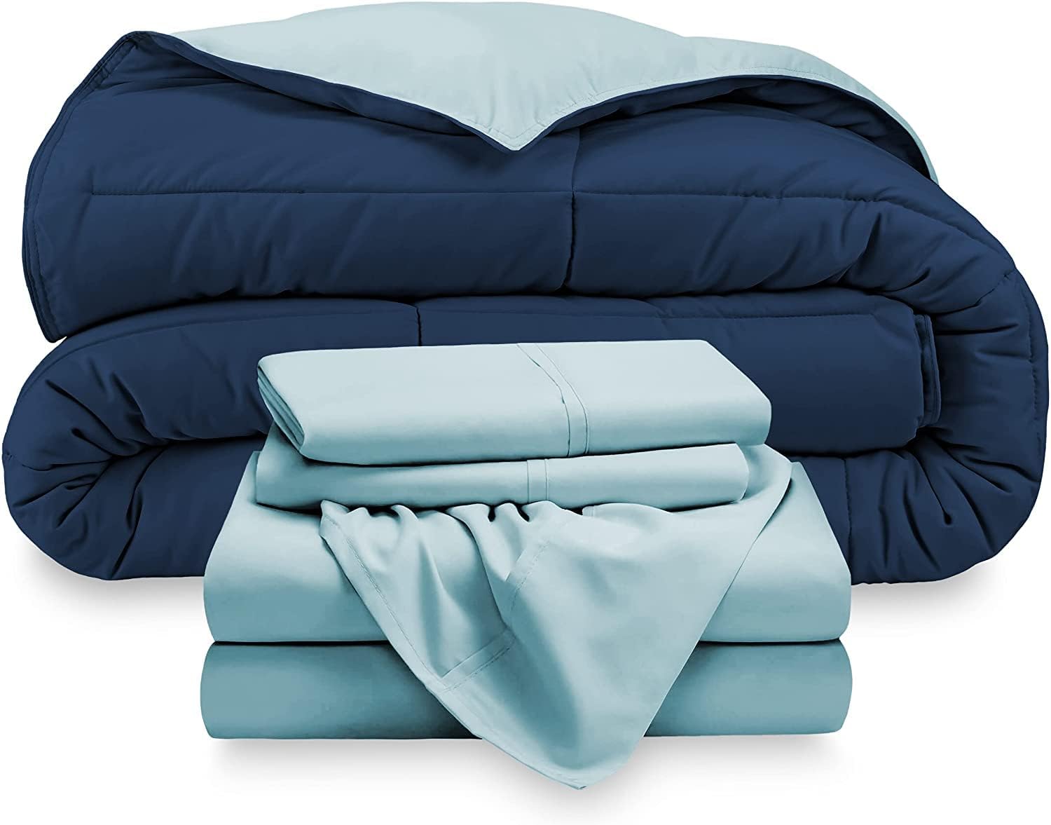 Juego de edredón y sábanas de 5 piezas, 100% algodón egipcio de 500 GSM, relleno para todas las estaciones, edredón reversible alternativo (tamaño