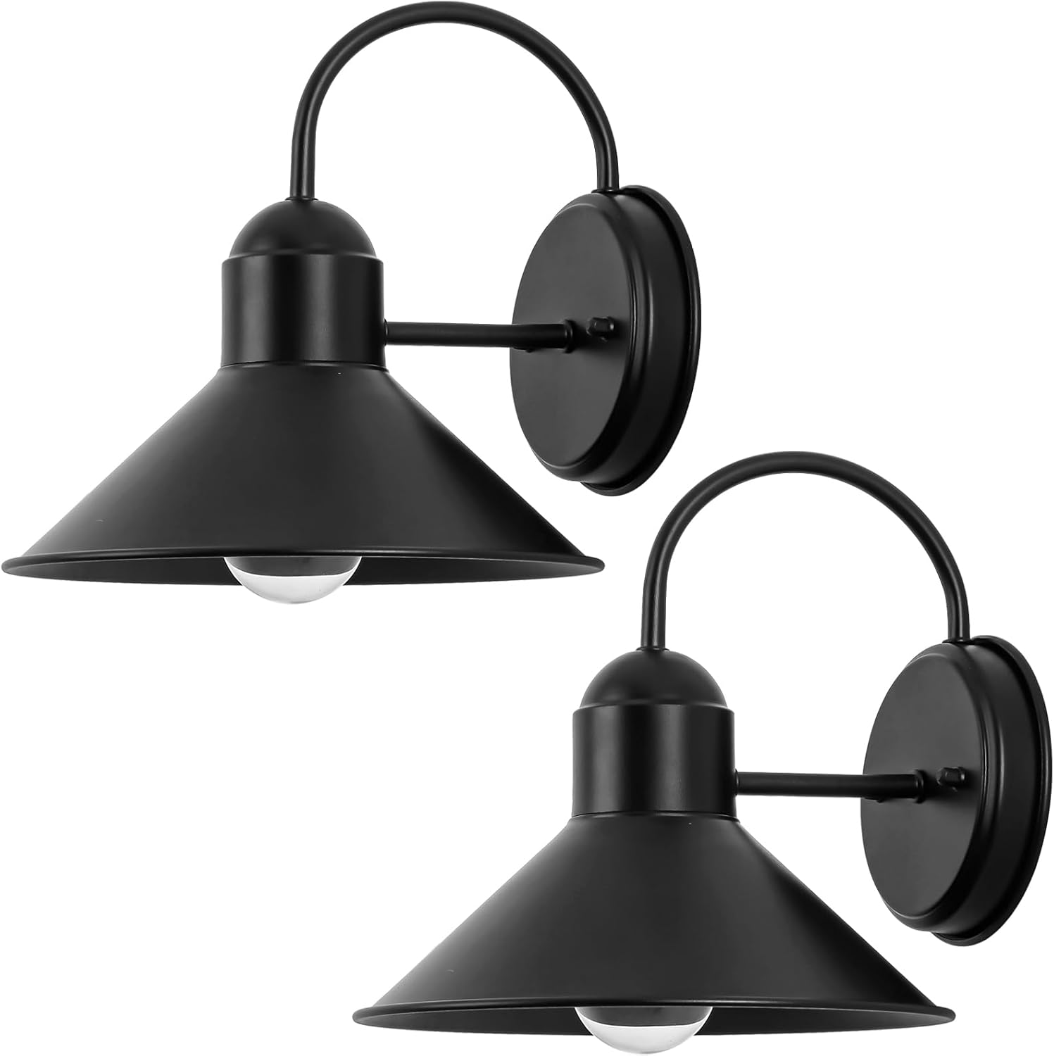 Lámpara de granero de cuello de cisne para exteriores, lámpara exterior clásica para montaje en pared, aplique de pared, luces de porche con acabado