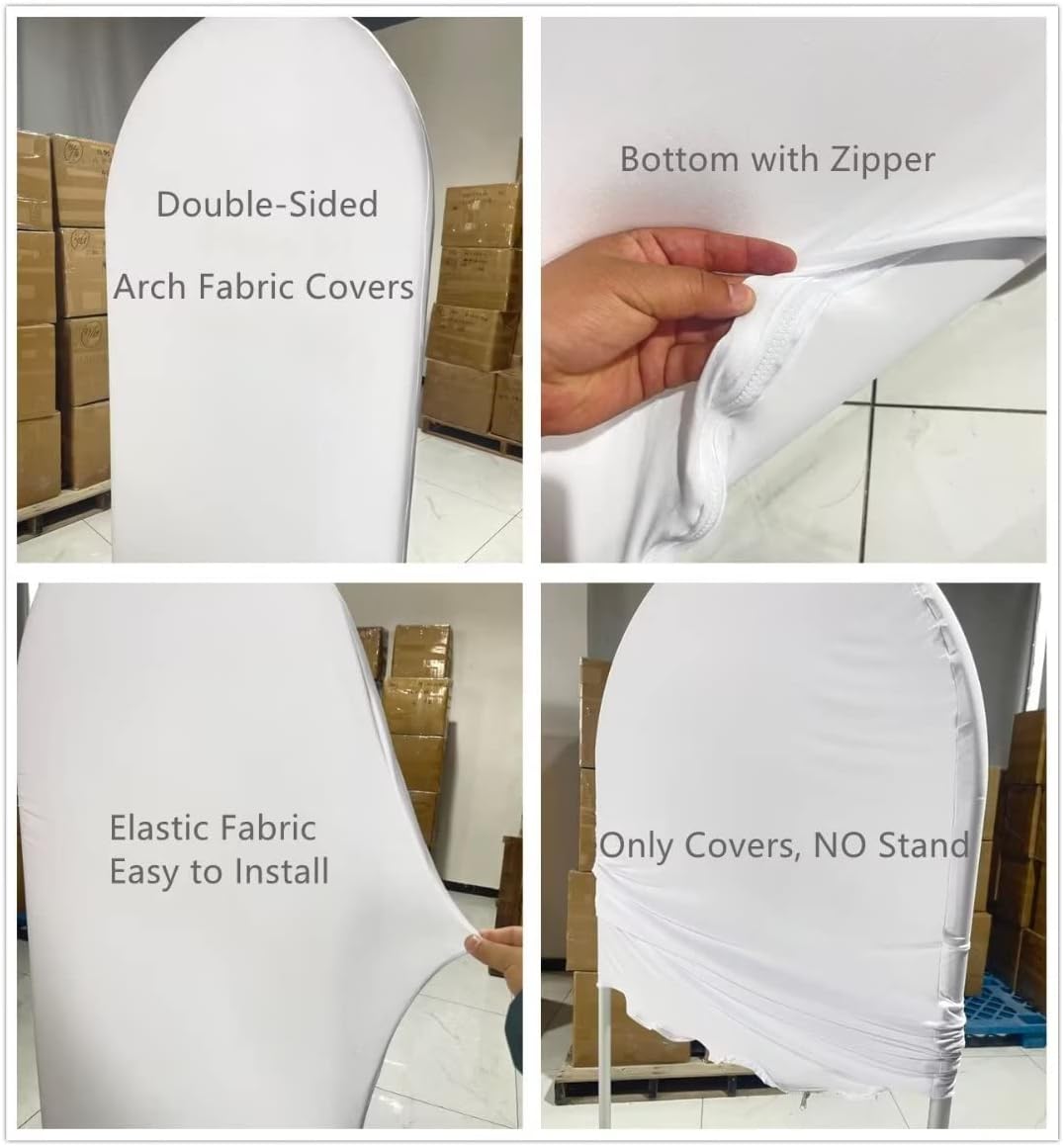Fundas de telón de fondo de tela de arco para bodas, ondulaciones de color blanco, cubierta de panel arqueado, pancarta decorativa elástica para