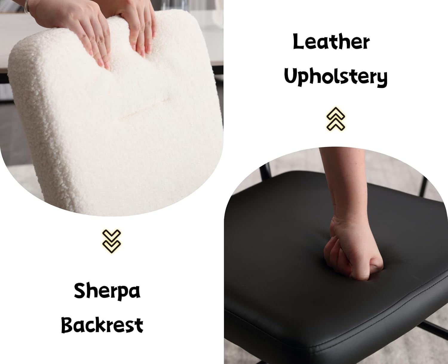 EALSON Juego de 2 sillas de comedor tapizadas de cuero, modernas sillas de comedor con patas de metal y respaldo de piel sintética, cómodas sillas