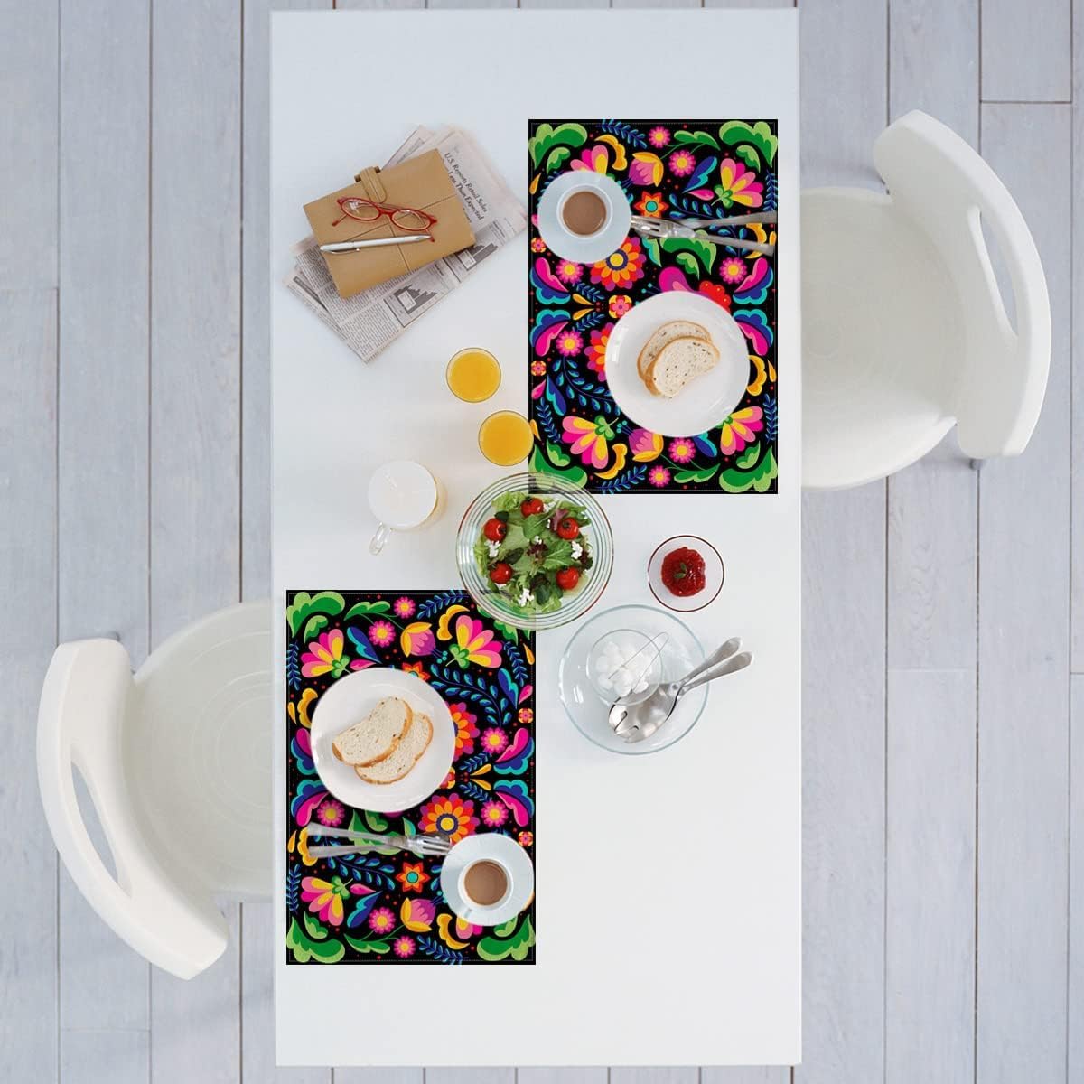 Nepnuser Juego de 4 manteles individuales mexicanos florales para decoración de fiesta del Cinco de Mayo, manteles individuales para decoración del