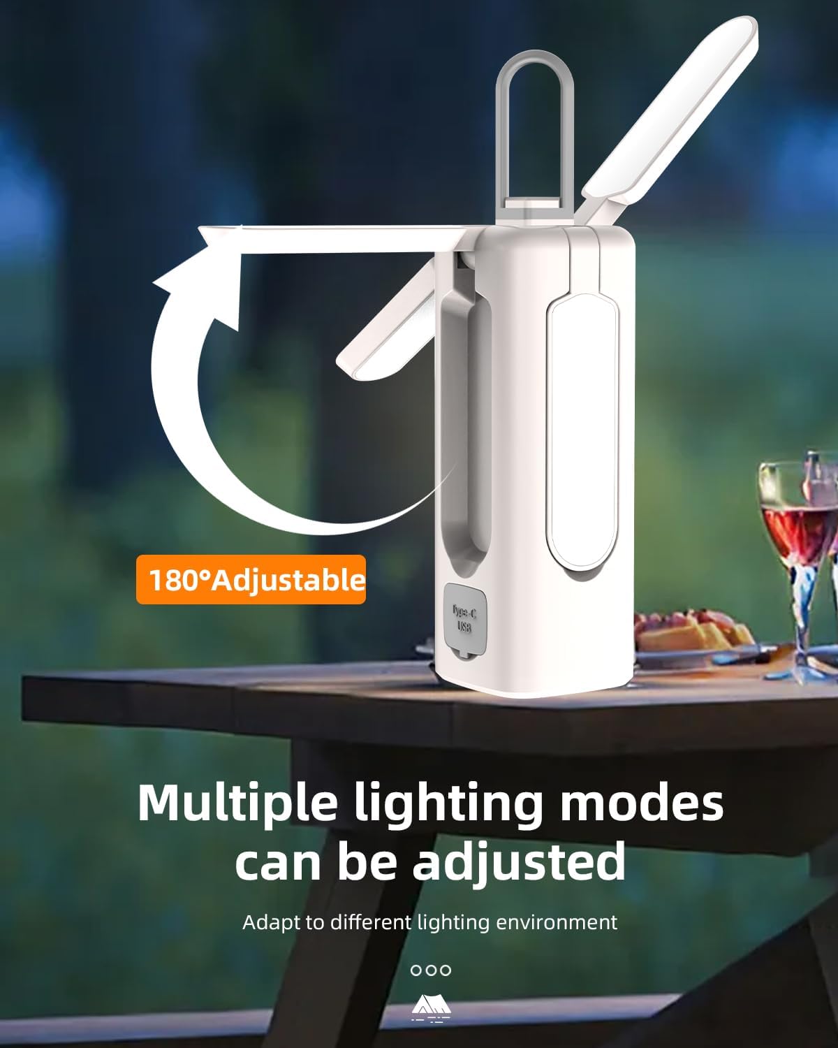 Linterna LED recargable para campamento, luz impermeable con 8 modos de luz, esenciales para camping, linterna portátil para camping, huracán,