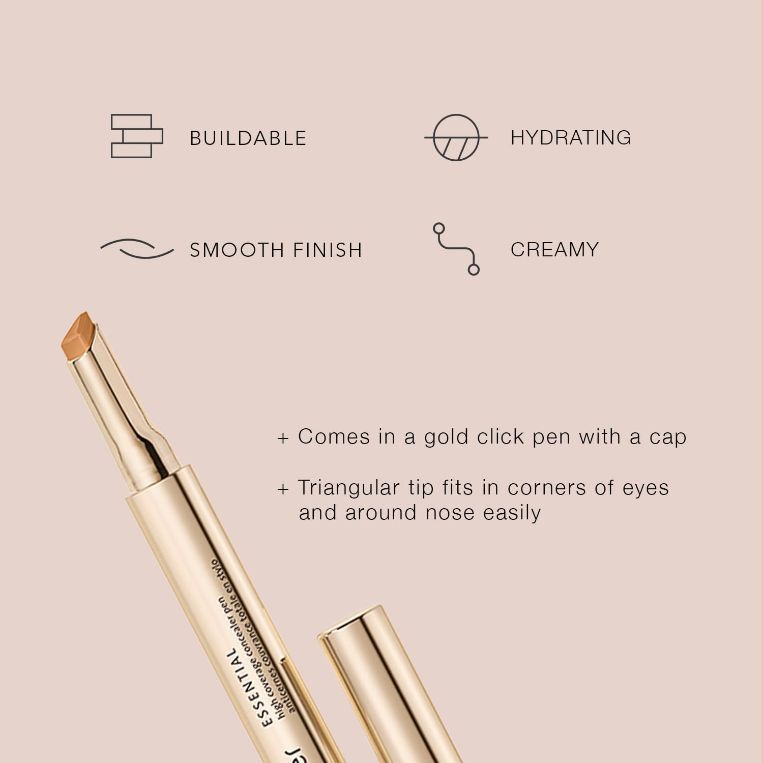Jouer Lápiz corrector esencial de alta cobertura, corrector debajo de los ojos para ojeras, maquillaje iluminador para círculos oculares, corrector