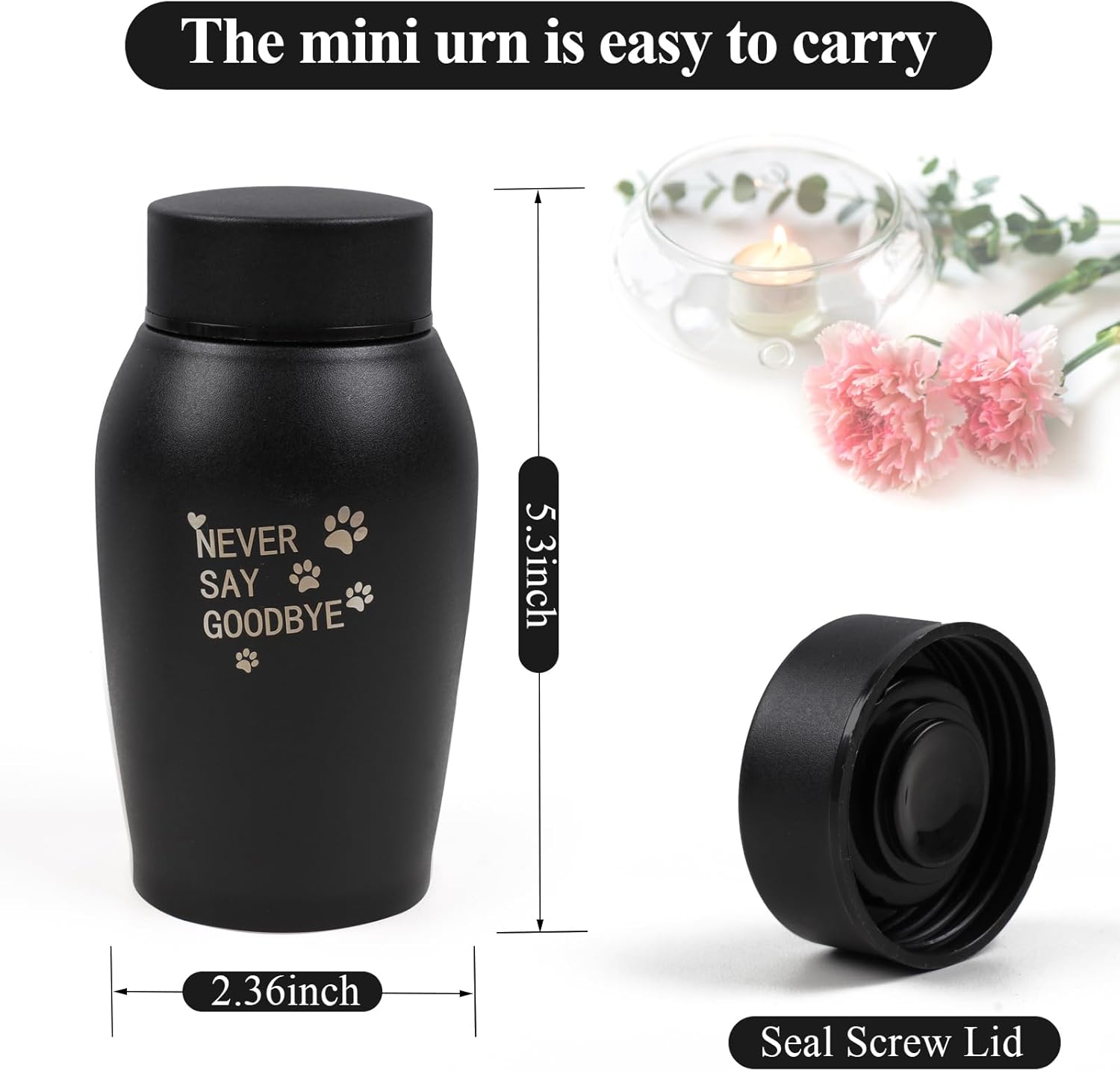 Urnas pequeñas de 5.3 pulgadas para cenizas humanas, urnas decorativas de recuerdo de acero inoxidable para cenizas humanas, urnas de cremación