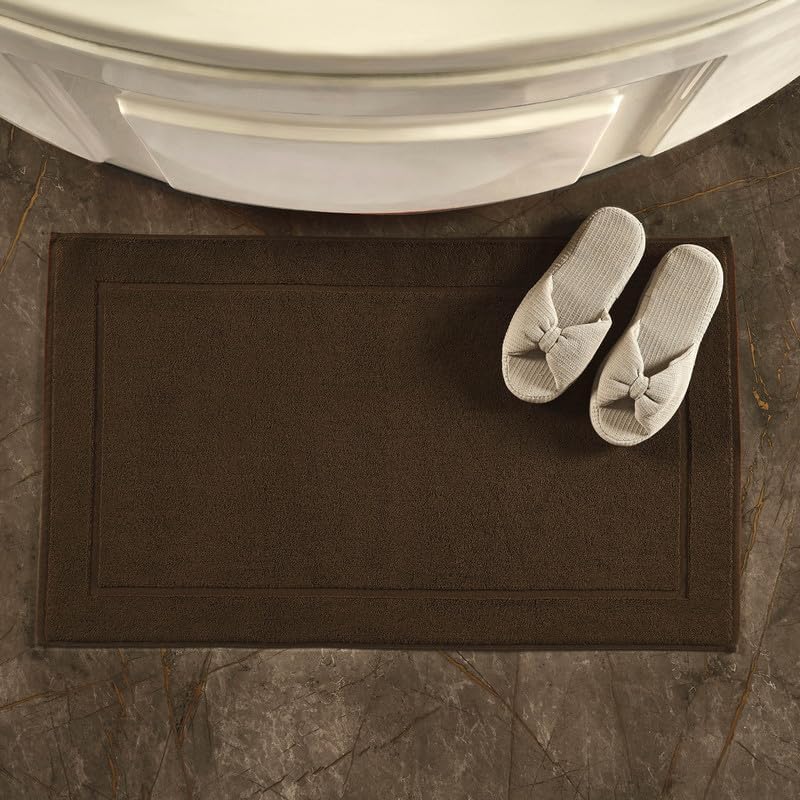 Hawmam Linen Tapetes de baño, 21 x 34 pulgadas, paquete de 2, 100% algodón hilado en anillo, diseño de bandas, altamente absorbentes, lavables a