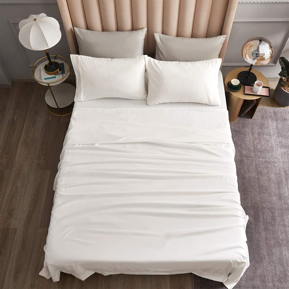 DERBELL Juego de sábanas – Ropa de cama de microfibra cepillada – Sábanas y fundas de almohada – Bolsillos profundos – Ajuste fácil – Sábanas
