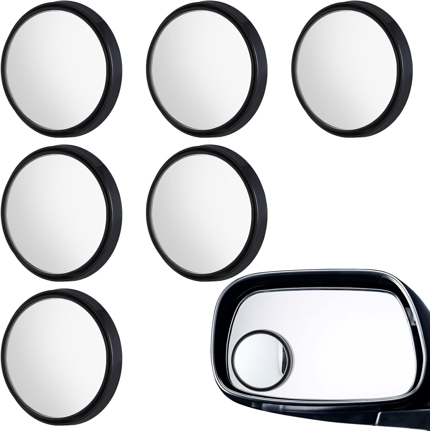 6 espejos laterales ciegos para automóvil, espejo de punto ciego para automóvil, espejo de punto ciego HD, espejos retrovisores ciegos, 3 formas