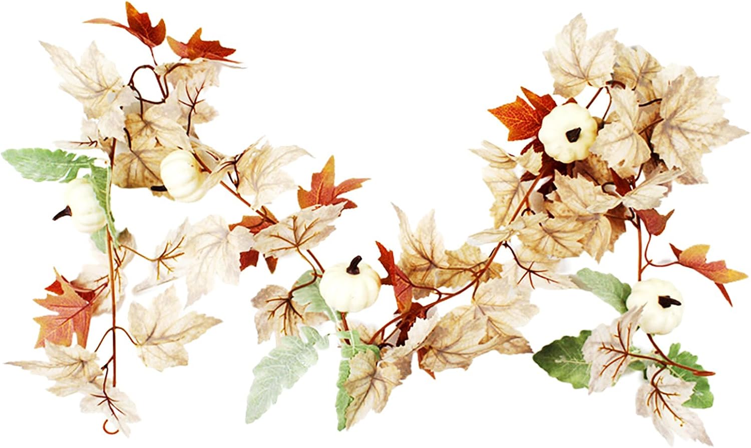 Guirnalda de hojas de arce de Halloween de 5.6 pies, calabaza blanca, vid de hojas de arce para Navidad, granja, decoración de otoño, decoración