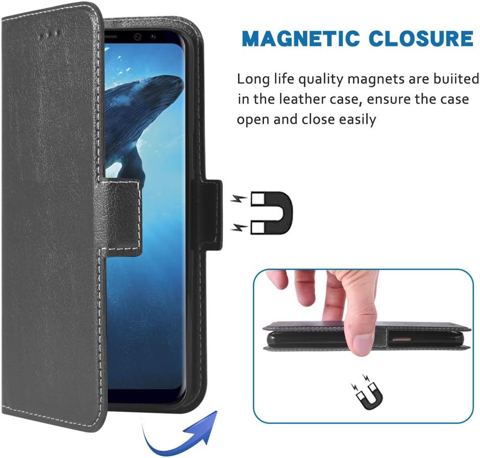 Funda para teléfono Samsung Galaxy S8 Plus, funda tipo cartera con tapa, piel sintética, ranuras para tarjetas de crédito, protección de cuerpo
