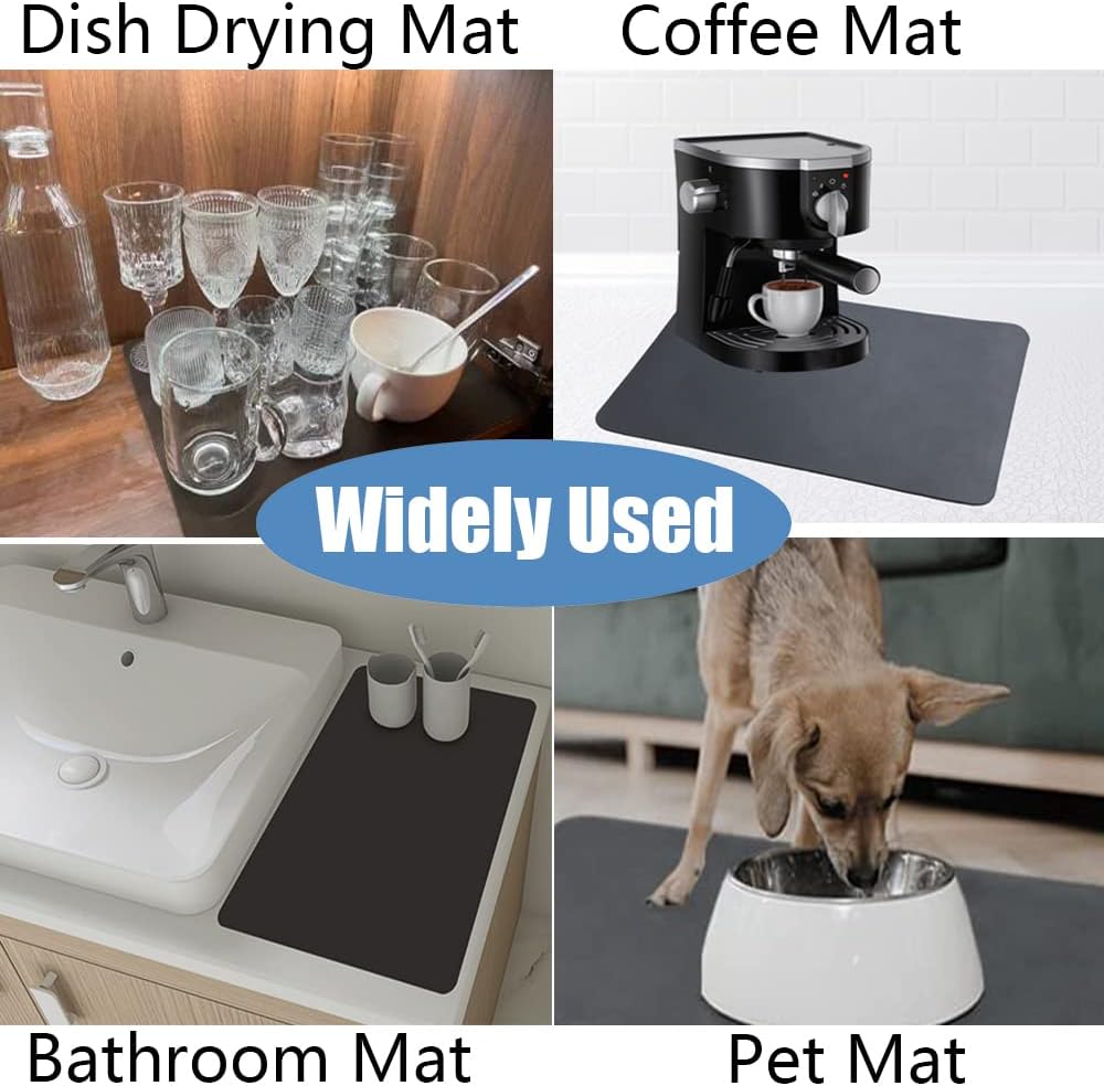TCASH Tapete de secado de platos para encimera de cocina, 24 x 16 pulgadas, tapete de drenaje súper abosrbente, almohadilla de secado de platos