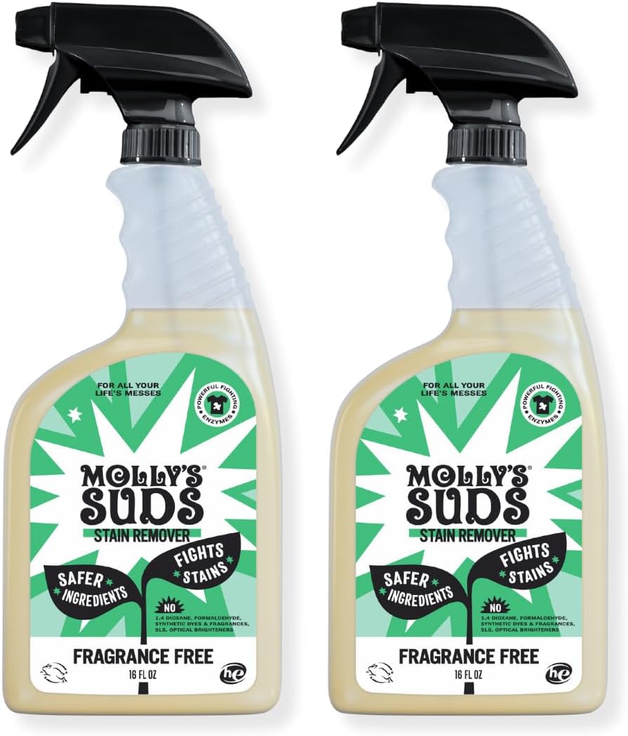 Molly’s Suds Spray quitamanchas natural para ropa  Suave pero potente, ideal para manchas de bebés y mascotas  Ingredientes derivados de la tierra