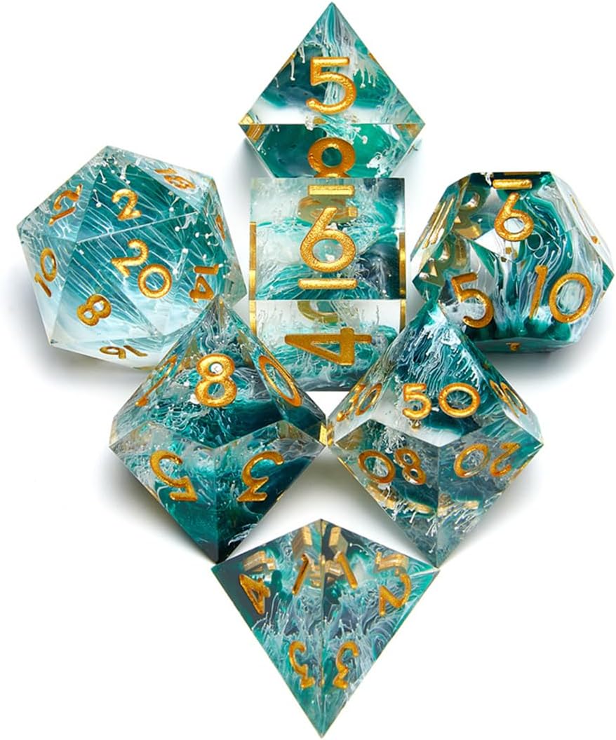 Juego de dados de Dungeons and Dragons DND, juego de dados de resina poliédrica D&D, adecuado para juegos de rol, RPG, Pathfinder, juego de dados DND