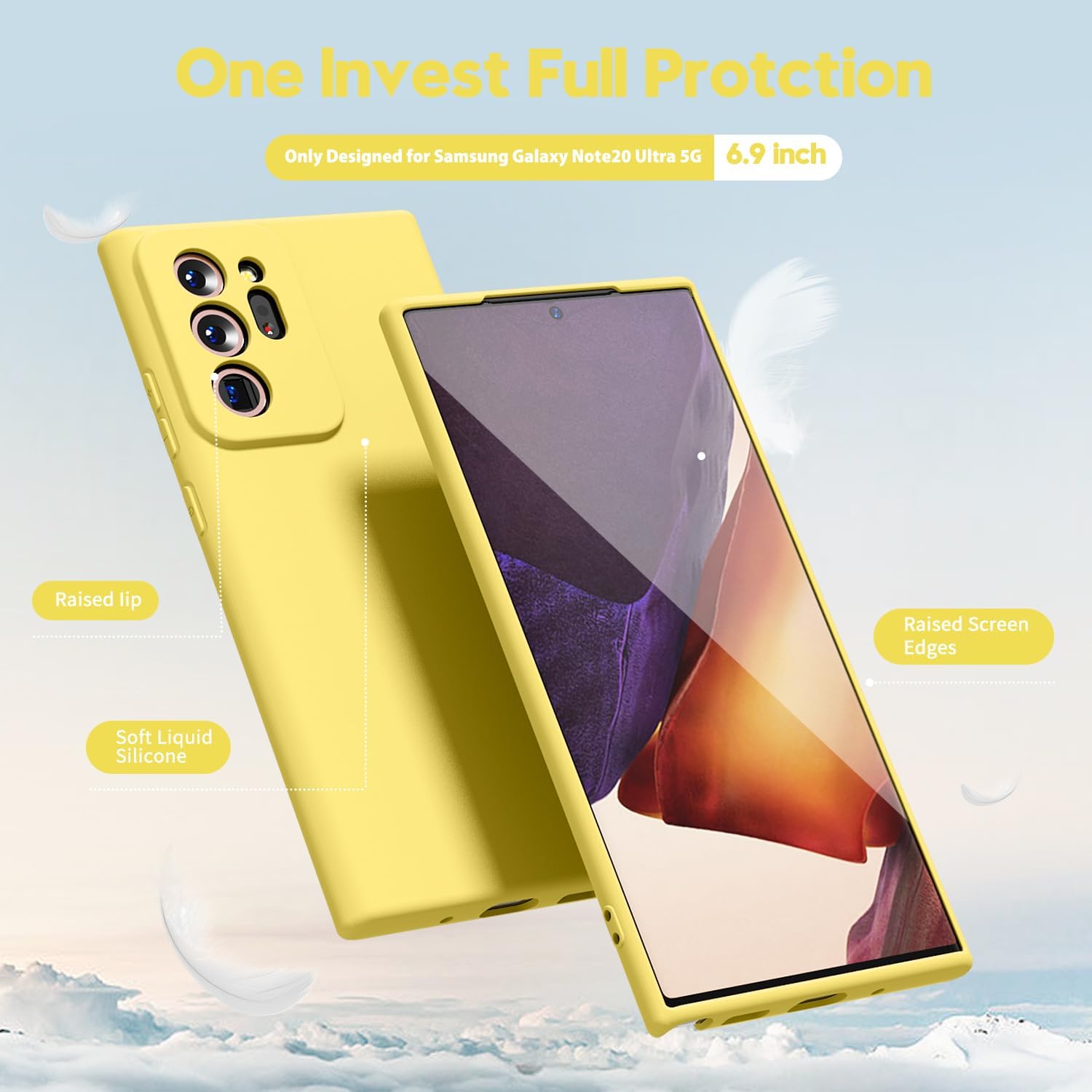 oakxco Funda de silicona líquida para Samsung Galaxy Note 20 UltraNote 20 Ultra 5G, bonita funda delgada y delgada de goma suave TPU para mujeres y