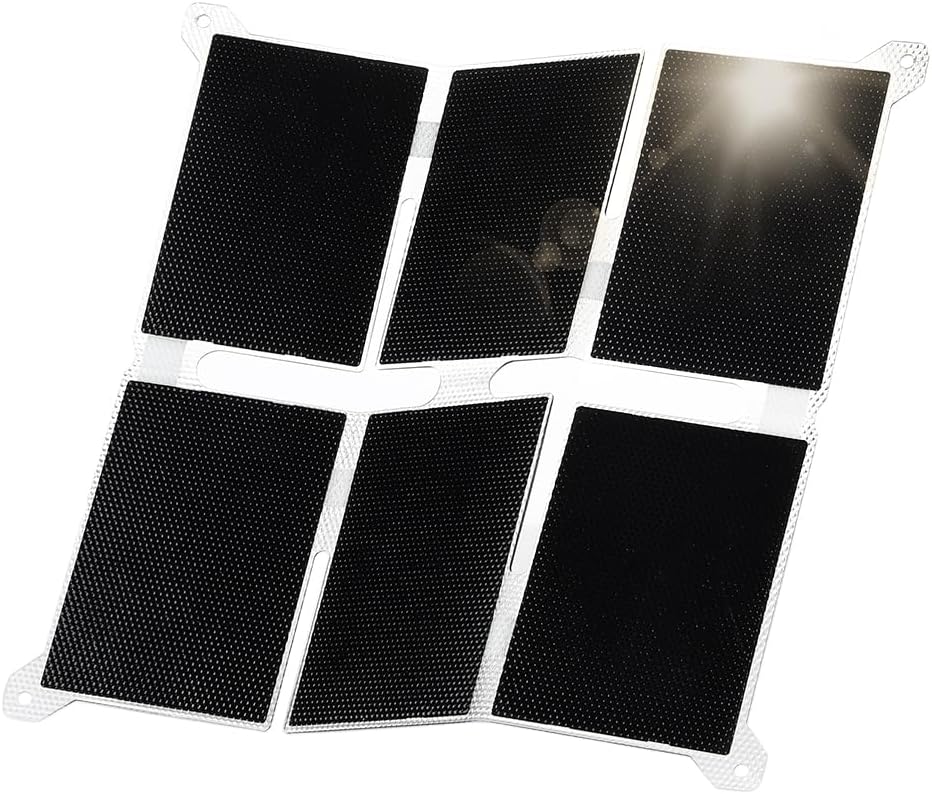 Panel solar portátil, panel solar ETFE de 14 W con doble USB QC3.0 plegable e impermeable para teléfonos inteligentes, linternas de campamento y