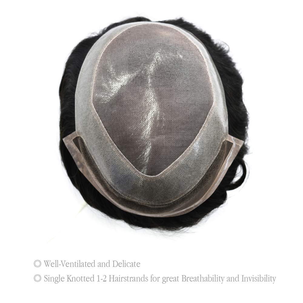 Toupee para hombre 100% europeo, extensiones de cabello humano francés con encaje frontal, monofilamento, pieza de pelo para hombres protesis