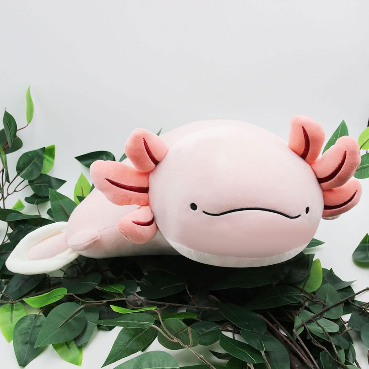 Nohito Kawaii – Almohada de peluche de ajolote suave, juguete de peluche de dinosaurio hexagonal 3D, ambistoma mexicano y salamandra de 11 pulgadas