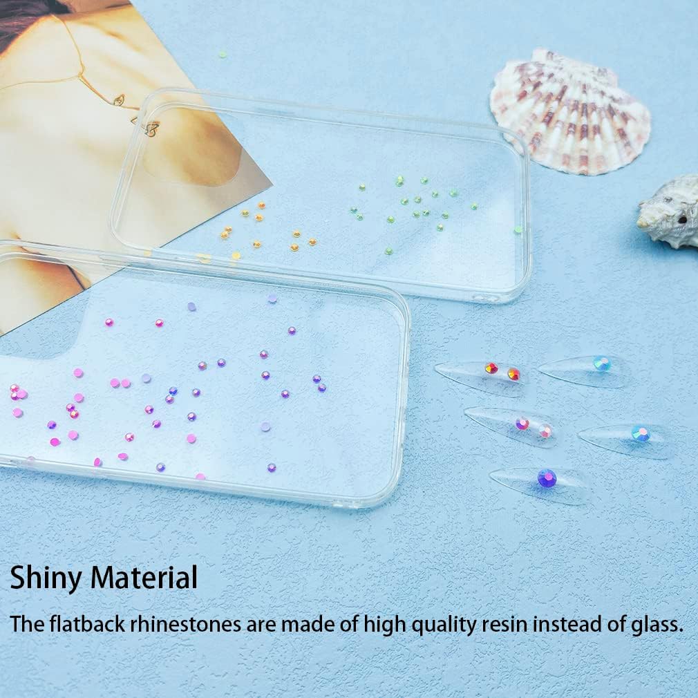 Mulutoo 3000 diamantes de imitación de resina de 0.197 in con parte trasera plana de color AB para botellas, vasos, maquillaje de cara, decoración