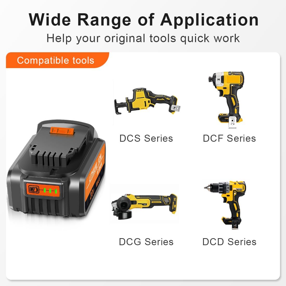 Amityke Repuesto actualizado para batería Dewalt de 20 V 6000 mAh, 4 unidades compatibles con baterías Dewalt de 20 V DCB205 DCB206 DCB204 DCB200