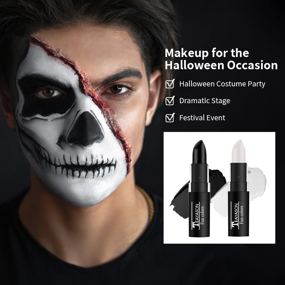 GL-Turelifes Juego de 3 piezas de pintura facial en barra de pintura facial negra, palo negro de ojos, fútbol, béisbol, softball, pintura facial