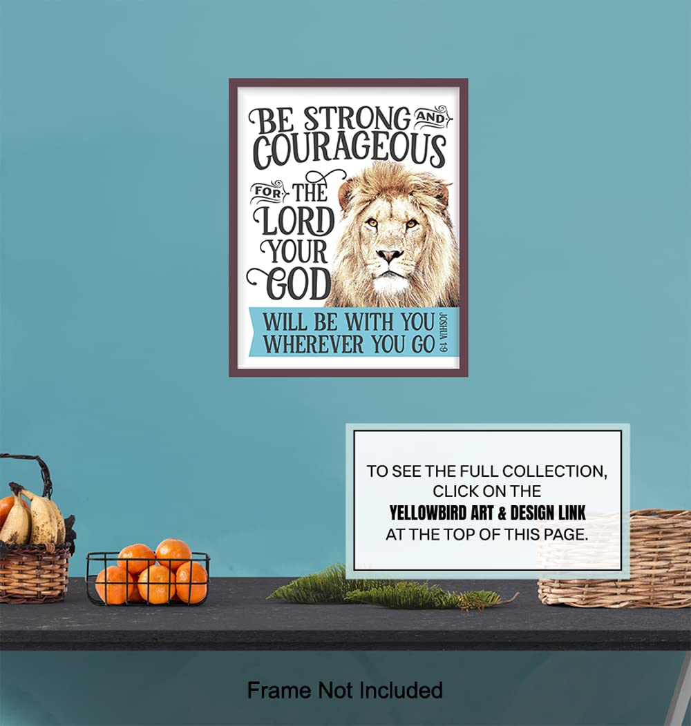 Bible Verse Christian Wall Decor 11×14 – Lion Scripture Decor – Motivational, Sayings, Inspirational Quotes – Religious Art – Christian Wall Art for