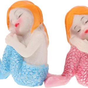 DECHOUS Mini muñecas de bebé, decoración de césped, 2 piezas de sirena, manualidades, resina, sala de juguetes, escritorio, estatua de sirena, DECHOUS Mini muñecas de bebé, decoración de césped, 2 piezas de sirena, manualidades, resina, sala de juguetes, escritorio, estatua de sirena,