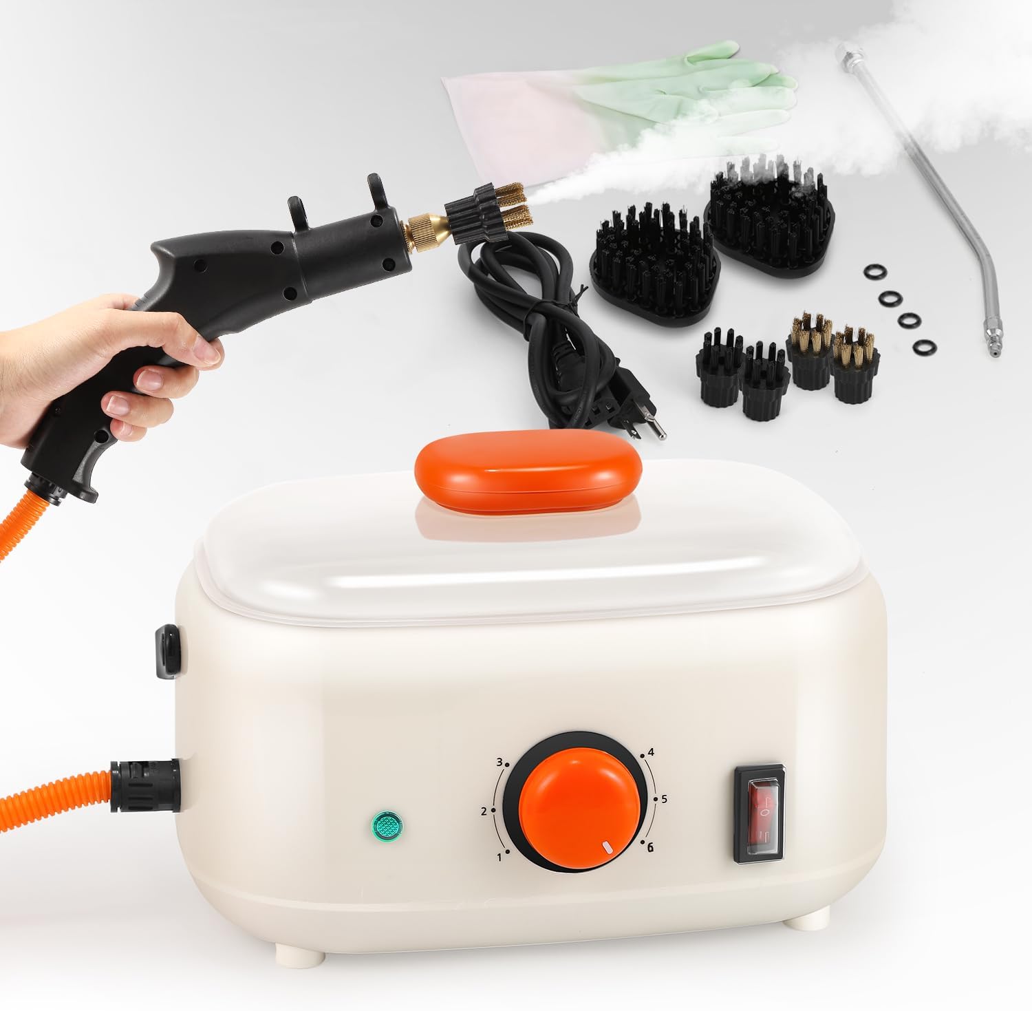 Limpiador de vapor de mano de alta presión de 1600 W, vaporizador portátil de 1.5 L para limpiar baldosas de lechada, listo en 15 segundos de alto