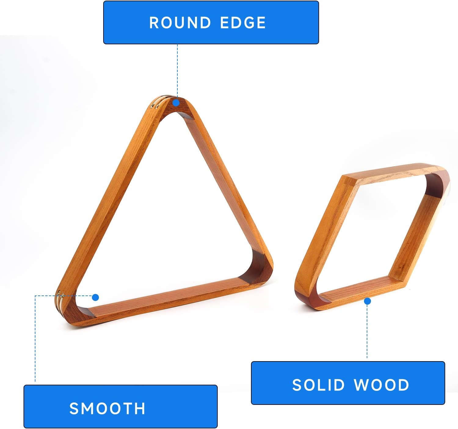 GSE Solid Wood Billiard 8-Ball Triangle & 9-Ball Diamond Pool Ball Racks with 2-14″ Standard Pool Balls, Billiard Balls and Racks Set, Pool Table