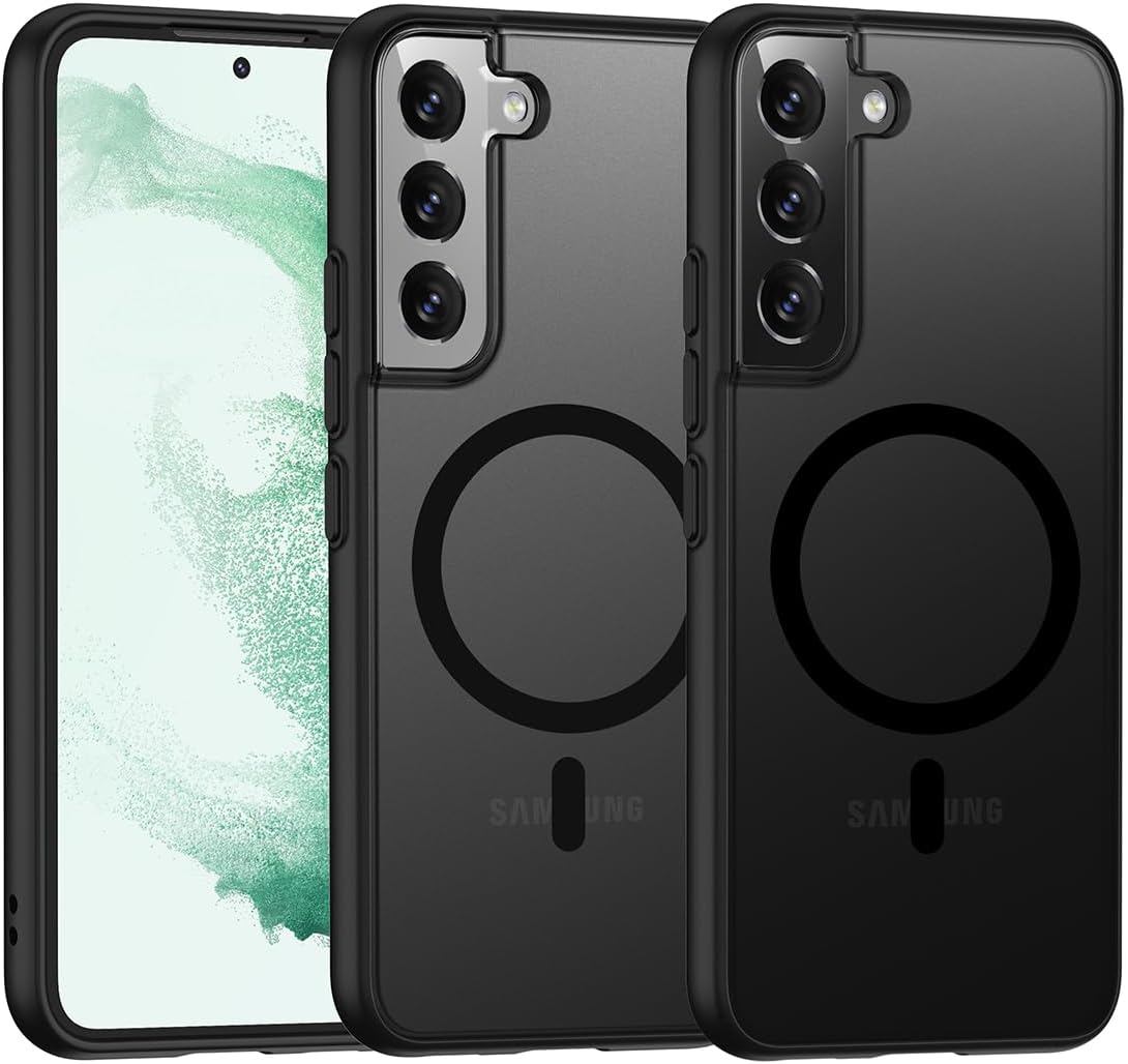 TIANNIUKE Funda magnética para Samsung Galaxy S22, translúcida mate antihuellas, compatible con MagSafe, ajuste delgado, a prueba de golpes, funda
