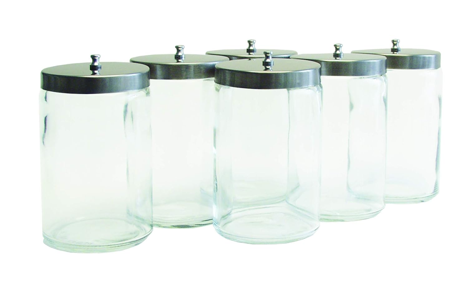 Grafco 3458 – Tarro de vidrio sin etiquetar con tapa, recipiente de suministro transparente con tapa de aluminio, 7 pulgadas de altura, 4.25