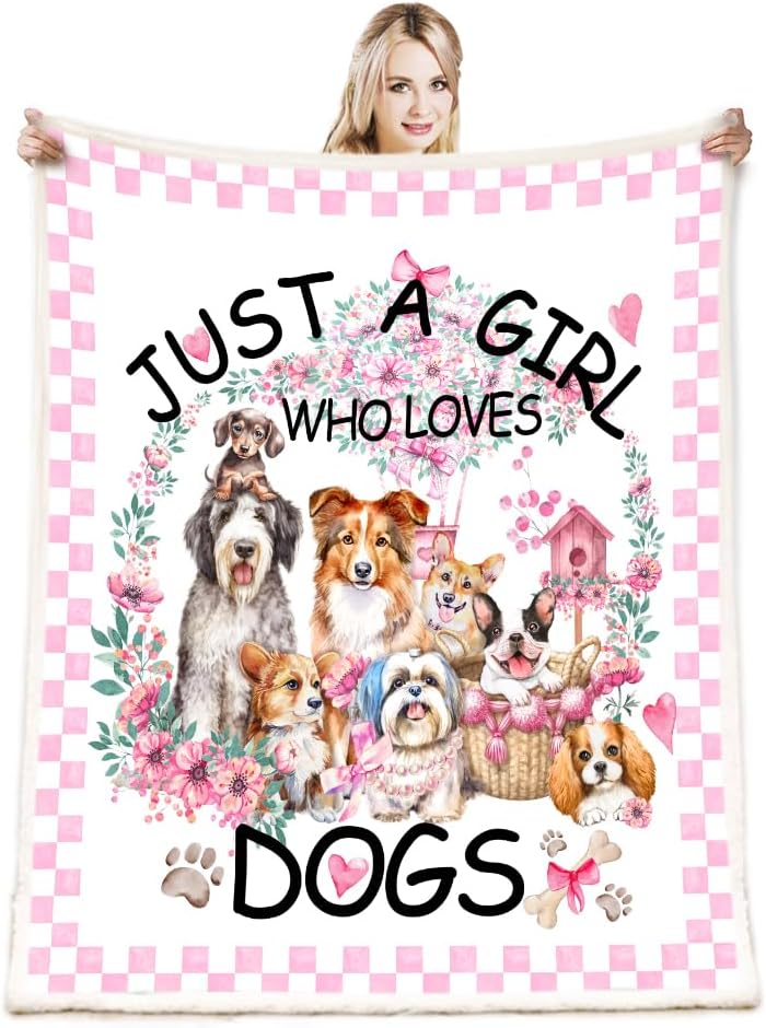 Manta de felpa para perros y cachorros, regalo para niñas, mujeres, niños, amantes de los perros, mantas cómodas y ligeras para cachorros, manta