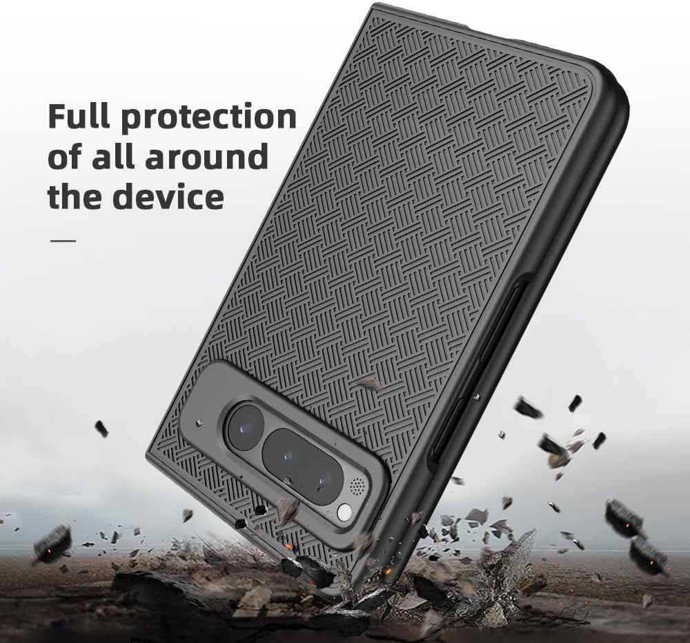 6goodeals Funda para teléfono con clip para cinturón para Google Pixel Fold 2023 G9FPL – con protector de pantalla, delgada, resistente, resistente,
