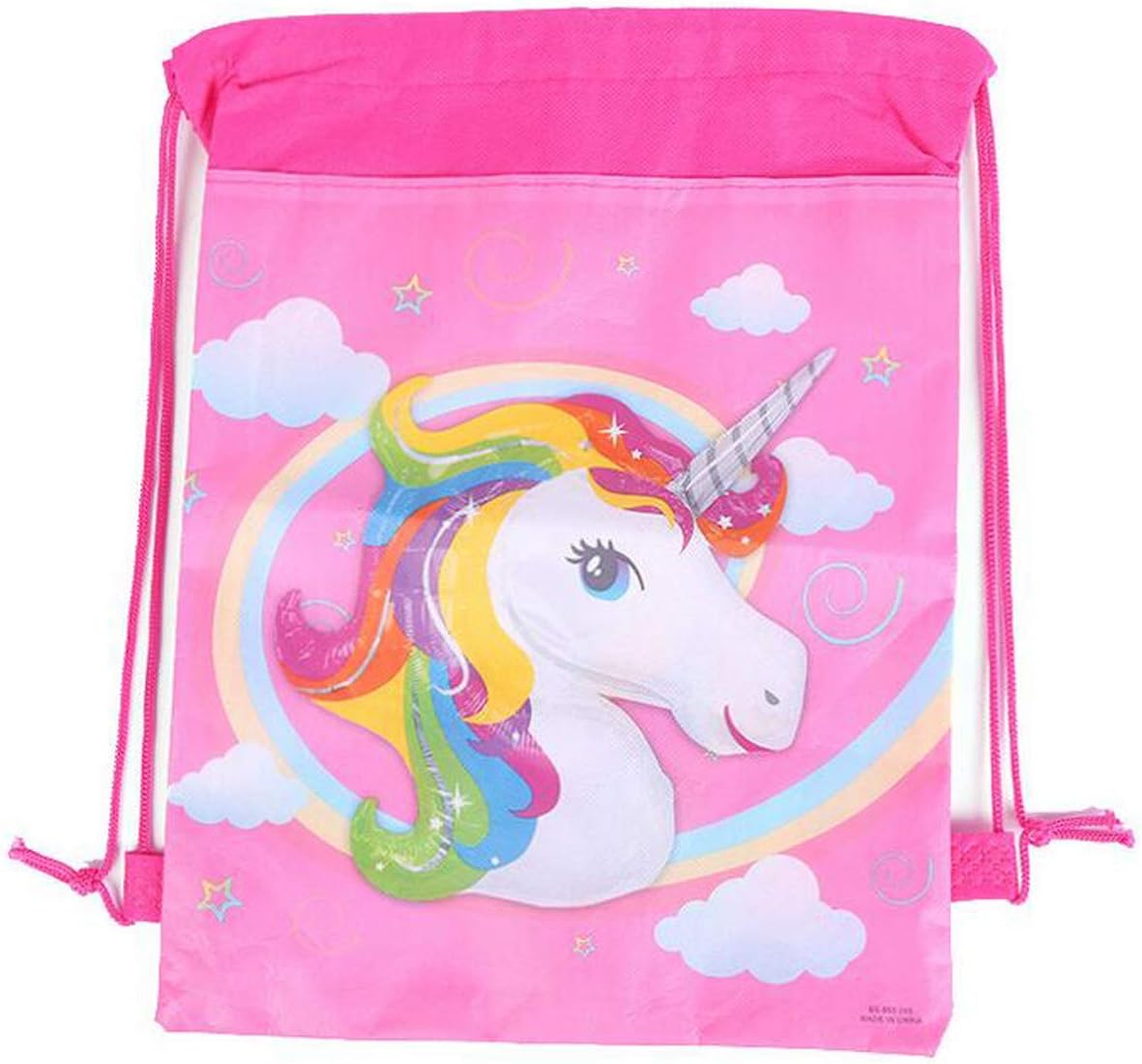 Bolsa de recuerdo de fiesta de unicornio, paquete de 8 mochilas con cordón de unicornio como bolsas de regalo de fiesta, bolsas de dulces para